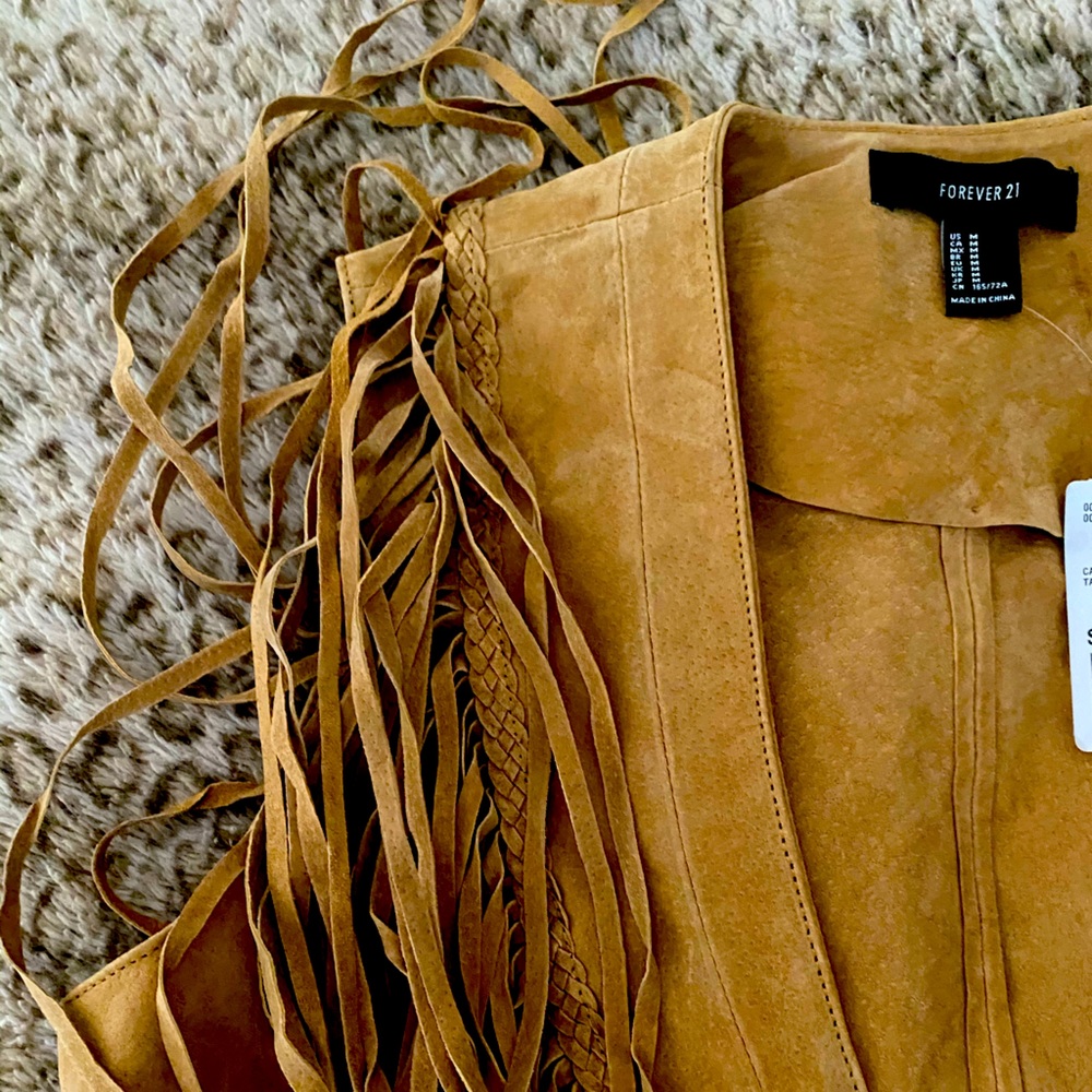 NWT Forever 21 Suede Fringe Vest